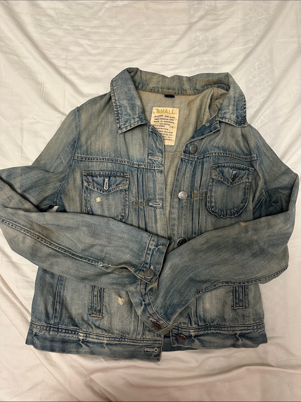 J Crew distressed Jean jacket, size small
